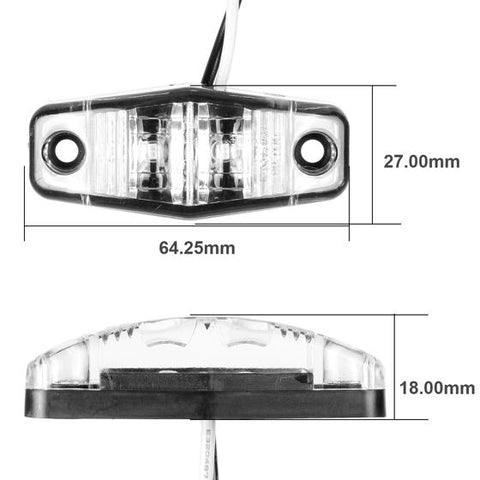 Image of Partsam 8pcs 2.5inch Oval Side Fender Marker Light Red/Amber Clear Lens Universal Surface Mount LED Light, Truck Boat Trailer Sealed Mini Trailer Led Marker Clearance Identification Lights 2 Diodes