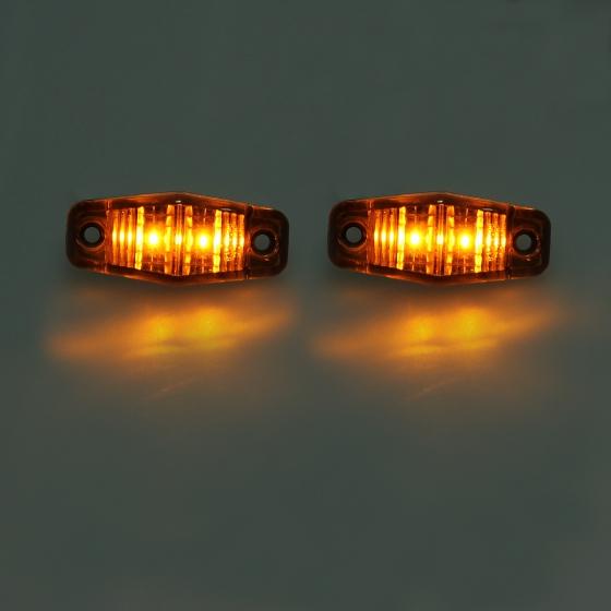 Partsam 4Pcs Mini 2.5 Inch Trailer Led Side Fender Marker Clearance Lights 2 Diodes Surface Mount, Sealed Mini Rectangular Rectangle Boat Marine Led Courtesy Lights Waterproof (2Amber+2Red)