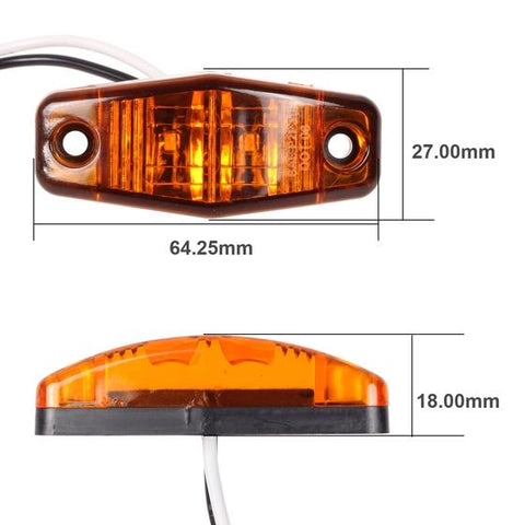 Image of Partsam 4Pcs Mini 2.5 Inch Trailer Led Side Fender Marker Clearance Lights 2 Diodes Surface Mount, Sealed Mini Rectangular Rectangle Boat Marine Led Courtesy Lights Waterproof (2Amber+2Red)