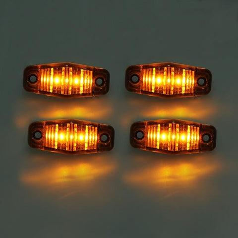 Image of Partsam Universal Red/Amber Surface Mount LED Side Fender Marker Lights, Sealed Mini LED Side Marker Clearance Identification Lights, 2 Wire, 2 Diodes, 2.54 x 1.06 (Pack of 8)