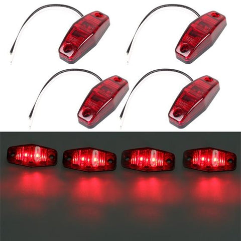 Image of Partsam Universal Red/Amber Surface Mount LED Side Fender Marker Lights, Sealed Mini LED Side Marker Clearance Identification Lights, 2 Wire, 2 Diodes, 2.54 x 1.06 (Pack of 8)