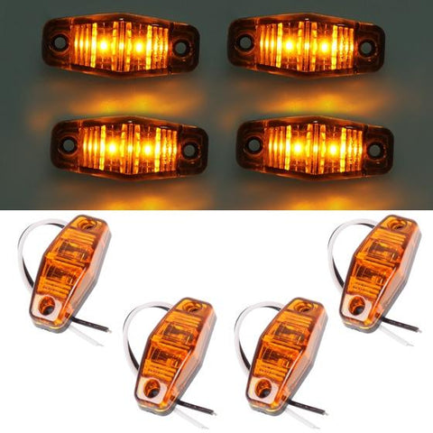 Image of Partsam Universal Red/Amber Surface Mount LED Side Fender Marker Lights, Sealed Mini LED Side Marker Clearance Identification Lights, 2 Wire, 2 Diodes, 2.54 x 1.06 (Pack of 8)