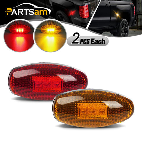 Image of Partsam 4Pcs LED Fender Bed Side Marker Lights Set Replacement for Sierra and Silverado Dually 2500 3500 HD Dual Wheeler Trucks 1999-2013 w/ T10 Plug (2X Amber + 2X Red)