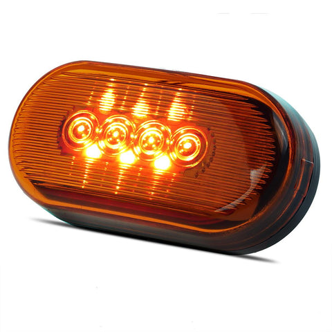 Image of Partsam 2 Amber + 2 Red 12V 4inch x 2inch Oval Led Truck Side Marker Light Surface Mount 10 Diodes, Sealed Trailer Led Clearance and Side Marker Lights, Black Base, Rectangular Rectangle Led Lights