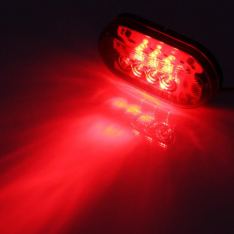 Image of Partsam 2 Amber + 2 Red 12V 4inch x 2inch Oval Led Truck Side Marker Light Surface Mount 10 Diodes, Sealed Trailer Led Clearance and Side Marker Lights, Black Base, Rectangular Rectangle Led Lights