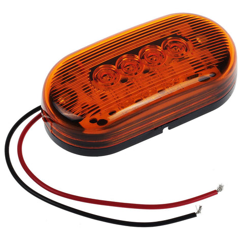 Image of Partsam 2 Amber + 2 Red 12V 4inch x 2inch Oval Led Truck Side Marker Light Surface Mount 10 Diodes, Sealed Trailer Led Clearance and Side Marker Lights, Black Base, Rectangular Rectangle Led Lights