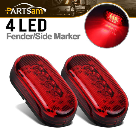 Image of Partsam 2Pcs 4Inch Rectangular Led Side Marker Clearance Lights Red 10 Diodes RV Trailer Truck Camper Waterproof Surface 2x4 Rectangle Led Marker Lights Sealed Indicators Identification Lights