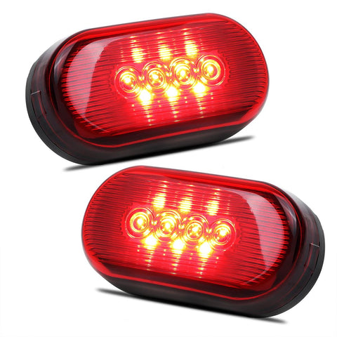 Image of Partsam 2Pcs 4Inch Rectangular Led Side Marker Clearance Lights Red 10 Diodes RV Trailer Truck Camper Waterproof Surface 2x4 Rectangle Led Marker Lights Sealed Indicators Identification Lights