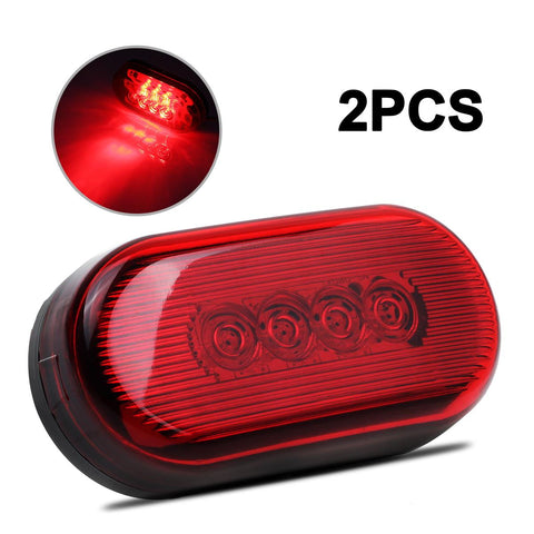 Image of Partsam 2Pcs 4Inch Rectangular Led Side Marker Clearance Lights Red 10 Diodes RV Trailer Truck Camper Waterproof Surface 2x4 Rectangle Led Marker Lights Sealed Indicators Identification Lights