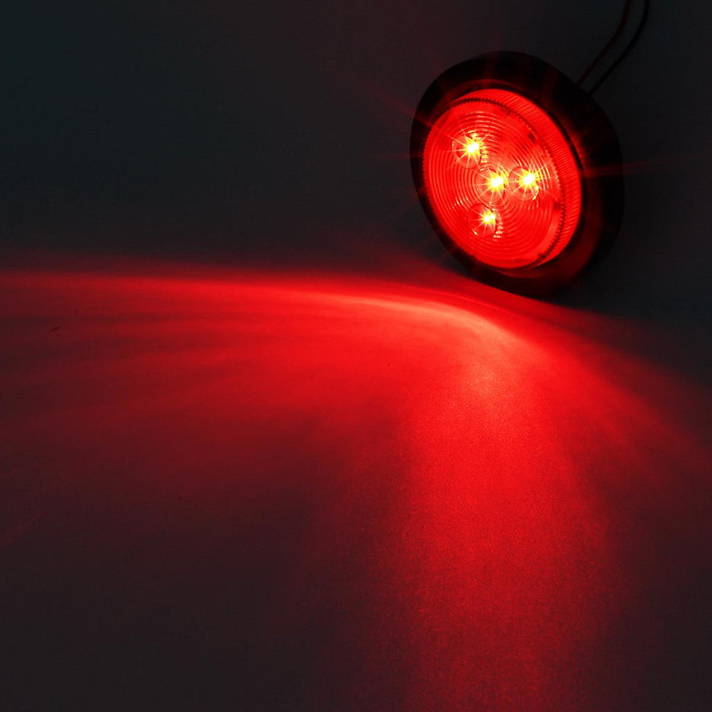 Partsam 2 Amber + 2 Red Truck Trailer 2.5inch Round Side Marker Led Clearance Light 4LED 12V, 2.5 Inch Round Led Marker Lights, 2.5 Round Led Clearance Lights, 2.5 Inch Round Led Flush Mount Lights