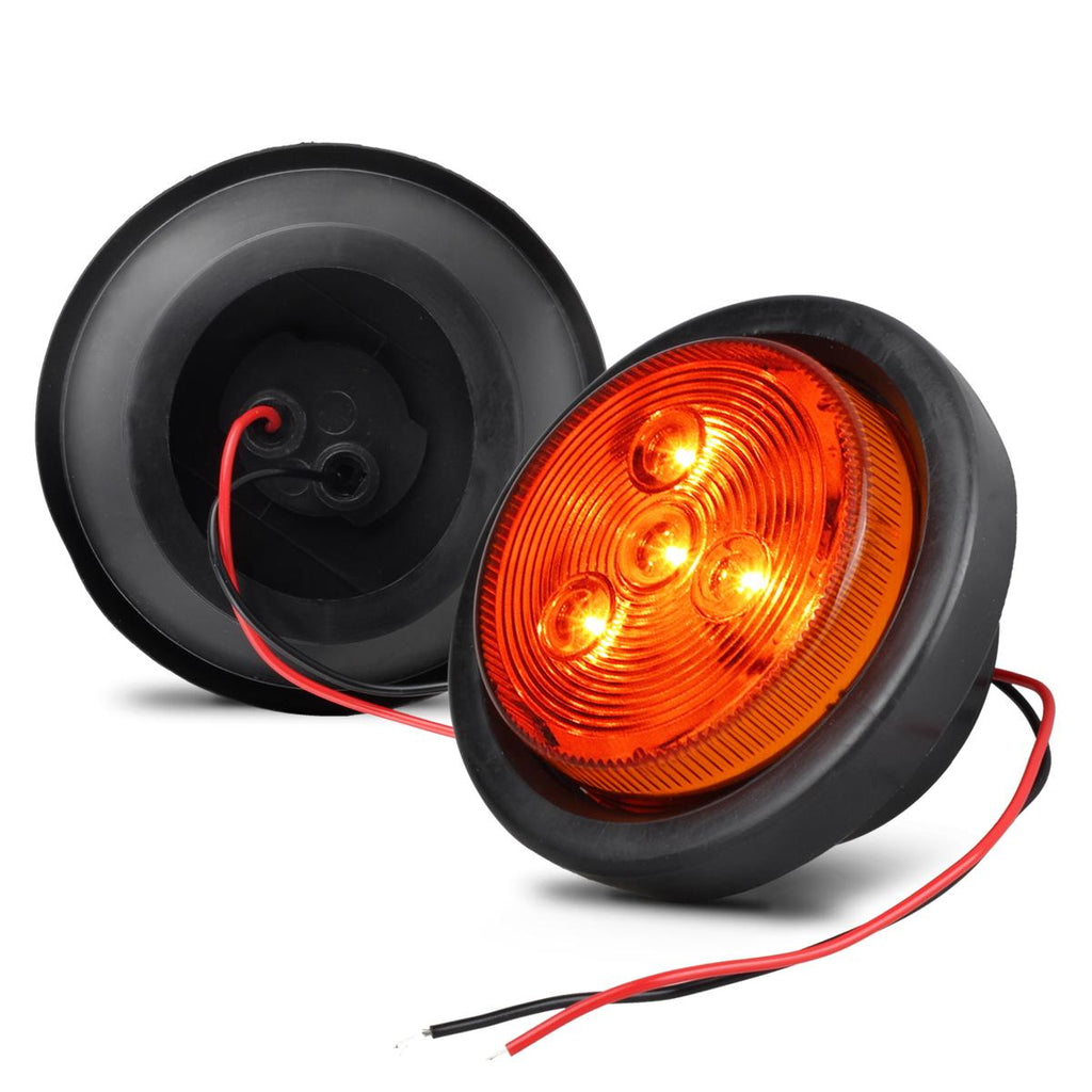 Partsam 2 Amber + 2 Red Truck Trailer 2.5inch Round Side Marker Led Clearance Light 4LED 12V, 2.5 Inch Round Led Marker Lights, 2.5 Round Led Clearance Lights, 2.5 Inch Round Led Flush Mount Lights