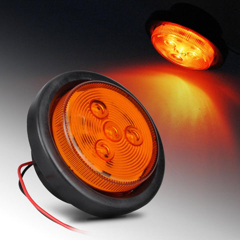 Image of Partsam 2 Amber + 2 Red Truck Trailer 2.5inch Round Side Marker Led Clearance Light 4LED 12V, 2.5 Inch Round Led Marker Lights, 2.5 Round Led Clearance Lights, 2.5 Inch Round Led Flush Mount Lights