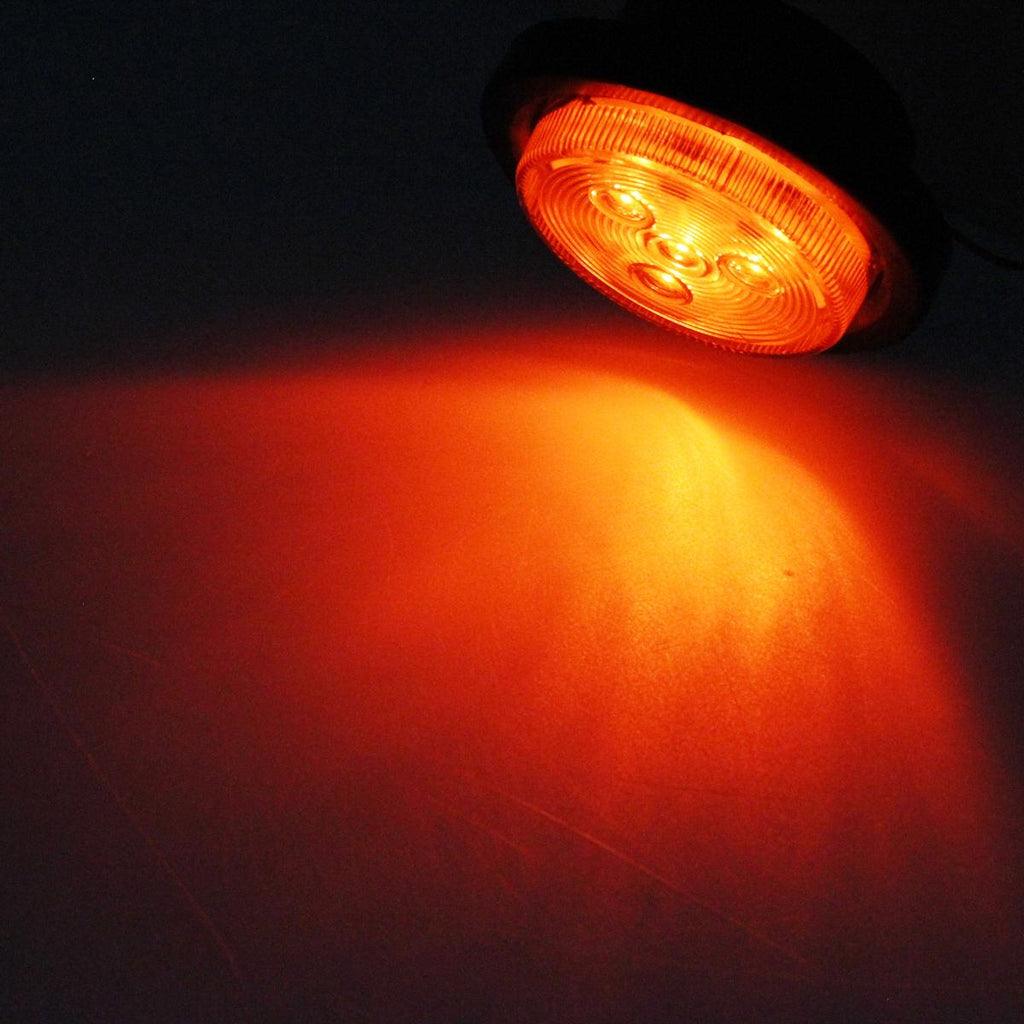 Partsam 2 Amber + 2 Red Truck Trailer 2.5inch Round Side Marker Led Clearance Light 4LED 12V, 2.5 Inch Round Led Marker Lights, 2.5 Round Led Clearance Lights, 2.5 Inch Round Led Flush Mount Lights