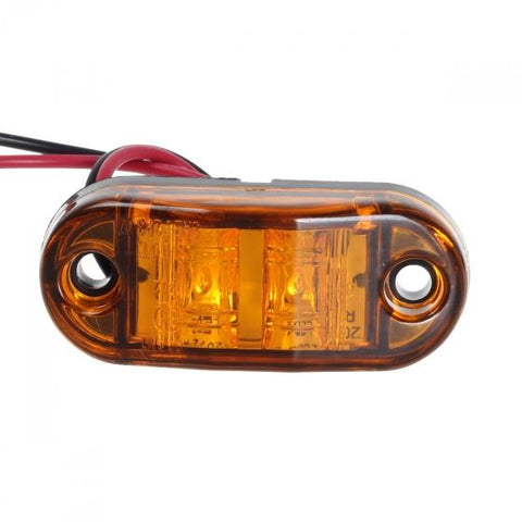 Image of Amber Red 2.5inch 2 Diode Oval LED Trailer Truck Clearance Light Side Marker Light 4PCS, Surface Mount Little Boat Marine Led Lights RV Camper Accessories (2 Amber+2 Red)