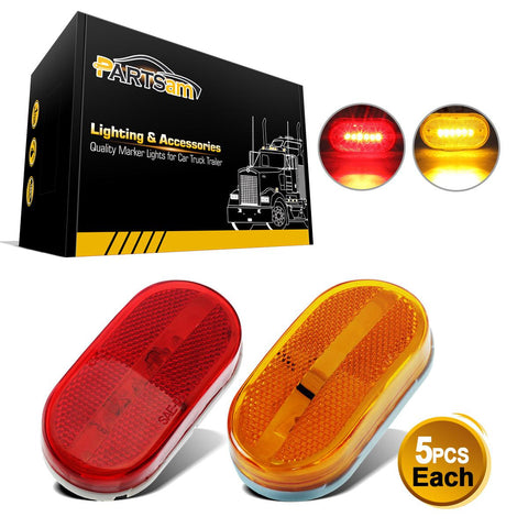 Image of Partsam 10Pcs 4 Inch Trailer Rectangular Led Side Marker Clearance Lights Lamp 6 Diodes w/Reflex Lens, Sealed 2x4 Reflective Rectangle Led Marker Lights Surface Mount for Truck Lorry Van Camper 12V