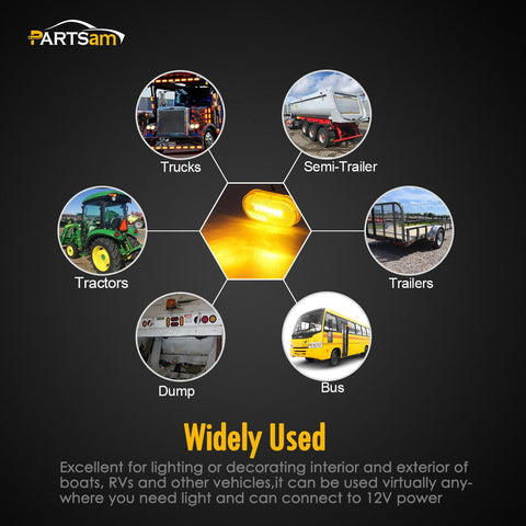 Image of Partsam 10Pcs 4 Inch Trailer Rectangular Led Side Marker Clearance Lights Lamp 6 Diodes w/Reflex Lens, Sealed 2x4 Reflective Rectangle Led Marker Lights Surface Mount for Truck Lorry Van Camper 12V