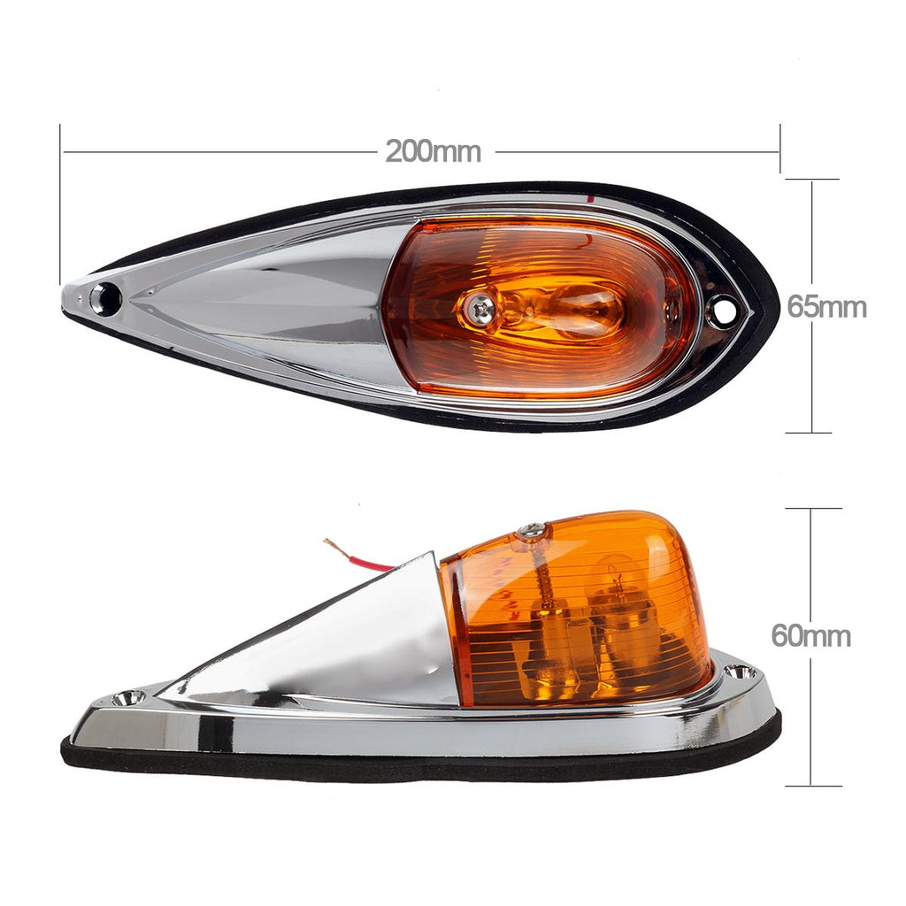 Partsam 5X Amber Cab Marker Top Roof Running Lights Kit Universal Teardrop Style Cab Light Compatible with Kenworth/Peterbilt/Freightliner/Mack/Western Star Truck Trailer