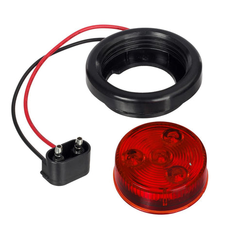 Image of Partsam 10x Red 2" Round Sealed Clearance Marker Light 4LED Grommet & Pigtails w Reflex Lens, 2 inch round led marker lights, 2 inch round led trailer lights, 2 inch round led lights