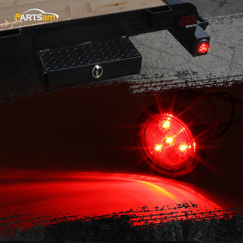 Image of Partsam 5pcs 2" Red Round Sealed Clearance Marker Light 4 LED Mount Grommet / Pigtails Hardwired