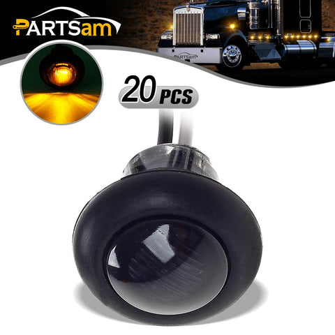 Image of Partsam 20Pack 3/4" Inch Mount SMOKED LENS & Amber LED Clearance Markers, side marker lights, led marker lights, led side marker lights, led trailer marker lights, trailer marker light