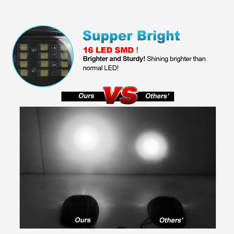 Image of Partsam 5pcs Smoke Cab Marker Top Roof Running LED Light Assembly w/16LED White Cab Light Compatible with Dodge Ram 1500 2500 3500 4500 5500 2003-2018 Pickup Trucks