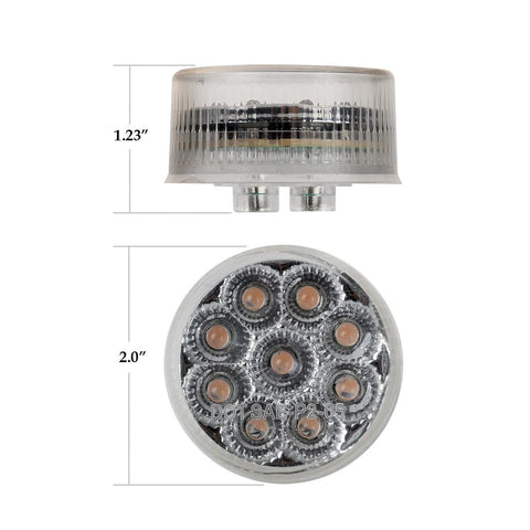 Image of Partsam 20) 2in. Round Side Marker LED Truck Lights Clearance 9 Diodes Reflector Trailer, Sealed Clear/Amber 2" Round LED Trailer Side Marker Lights, Miro-Reflex faceted reflector design