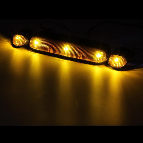 Image of Partsam 3PCS Amber Cab Roof Running Marker Lights +5xT10 5050 Amber LEDs Compatible with Silverado/ Sierra 1500 1500HD 2500 2500HD 3500 2002 2003 2004 2005 2006 2007 Pickup Trucks