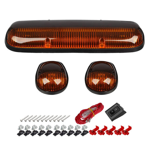 Image of Partsam 3PCS Amber Cab Roof Running Marker Lights +5xT10 5050 Amber LEDs Compatible with Silverado/ Sierra 1500 1500HD 2500 2500HD 3500 2002 2003 2004 2005 2006 2007 Pickup Trucks