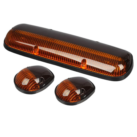 Image of Partsam 3PCS Amber Cab Roof Running Marker Lights +5xT10 5050 Amber LEDs Compatible with Silverado/ Sierra 1500 1500HD 2500 2500HD 3500 2002 2003 2004 2005 2006 2007 Pickup Trucks