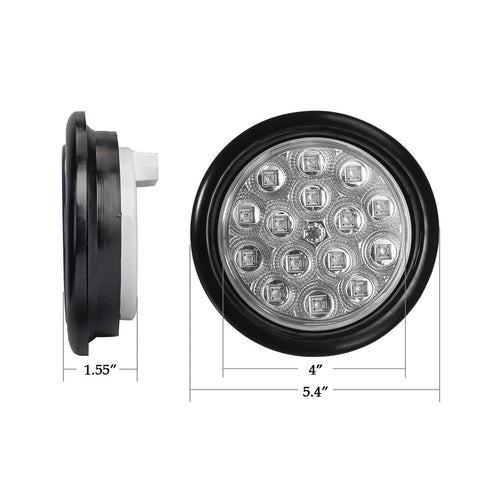 Image of Partsam 4inch Red Round Sealed Led Trailer Stop/Turn/Brake Tail Light 15 Diodes Clear Lens, Grommet Mount Mini-Reflex faceted reflector design, Hardwired for trailers less than 80inch wide(2Pack)