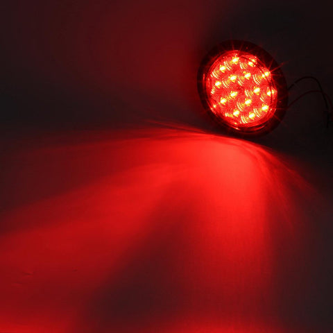 Image of Partsam 4inch Red Round Sealed Led Trailer Stop/Turn/Brake Tail Light 15 Diodes Clear Lens, Grommet Mount Mini-Reflex faceted reflector design, Hardwired for trailers less than 80inch wide(2Pack)