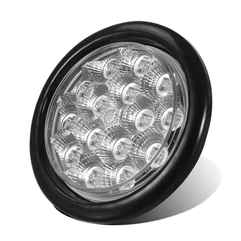 Image of Partsam 4inch Red Round Sealed Led Trailer Stop/Turn/Brake Tail Light 15 Diodes Clear Lens, Grommet Mount Mini-Reflex faceted reflector design, Hardwired for trailers less than 80inch wide(2Pack)