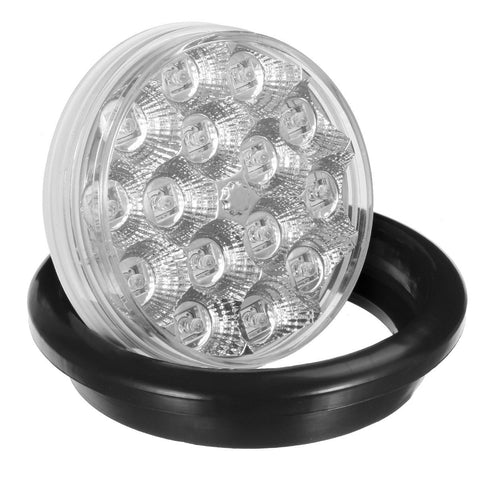 Image of Partsam 4inch Red Round Sealed Led Trailer Stop/Turn/Brake Tail Light 15 Diodes Clear Lens, Grommet Mount Mini-Reflex faceted reflector design, Hardwired for trailers less than 80inch wide(2Pack)