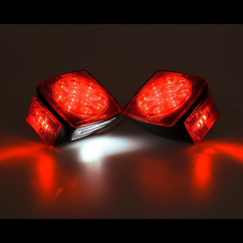Partsam Submersible Led Truck Trailer Lights Kit 12V, 2xSquare Led Trailer Light Kits+14.17inch Red 3 Light 9 LED ID Light Bar+2xAmber Side Marker w/Reflex+ 8pcs 2.5inch Oval Led Marker Clearance Lights
