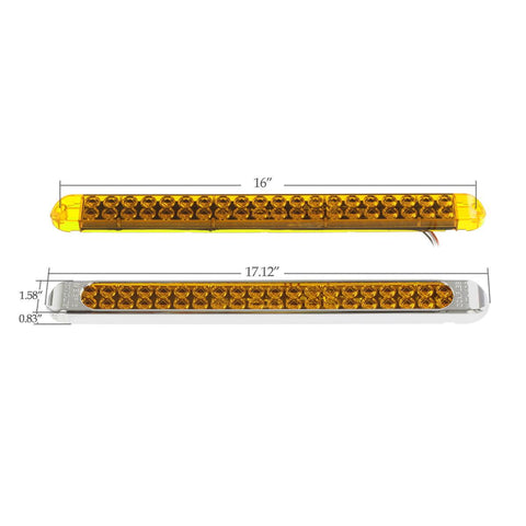 Image of Partsam Submersible 17 Inch Thin Amber Led Turn Signal Light Bar 40 LED Sealed Utility Trailer Truck RV Led Marker Clearance Identification Light Bar w/Chrome Bezel (Pack of 2)