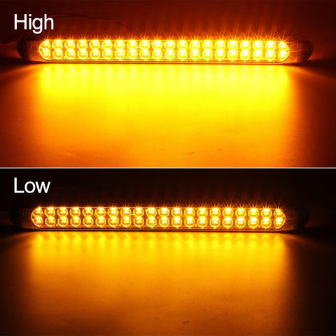 Image of Partsam Submersible 17 Inch Thin Amber Led Turn Signal Light Bar 40 LED Sealed Utility Trailer Truck RV Led Marker Clearance Identification Light Bar w/Chrome Bezel (Pack of 2)