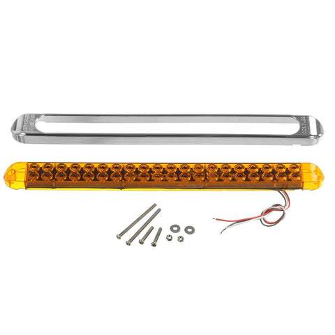 Image of Partsam Submersible 17 Inch Thin Amber Led Turn Signal Light Bar 40 LED Sealed Utility Trailer Truck RV Led Marker Clearance Identification Light Bar w/Chrome Bezel (Pack of 2)