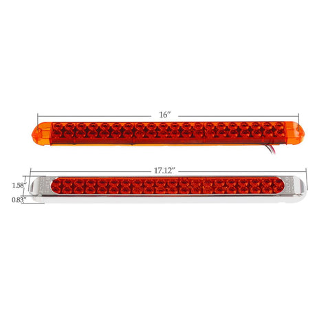 Image of Partsam Submersible 17Inch Thin Amber Led Turn Signal Light Bar 40 LED Sealed Utility Trailer Truck RV Led Marker Clearance Identification Light Bar w/Chrome Bezel (Pack of 2)