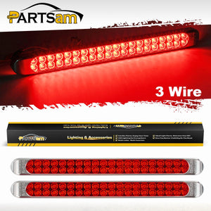 Partsam Submersible 17Inch Thin Amber Led Turn Signal Light Bar 40 LED Sealed Utility Trailer Truck RV Led Marker Clearance Identification Light Bar w/Chrome Bezel (Pack of 2)