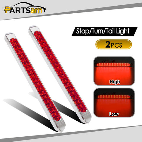 Image of Partsam Submersible 17Inch Thin Amber Led Turn Signal Light Bar 40 LED Sealed Utility Trailer Truck RV Led Marker Clearance Identification Light Bar w/Chrome Bezel (Pack of 2)