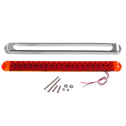 Image of Partsam Submersible 17Inch Thin Amber Led Turn Signal Light Bar 40 LED Sealed Utility Trailer Truck RV Led Marker Clearance Identification Light Bar w/Chrome Bezel (Pack of 2)