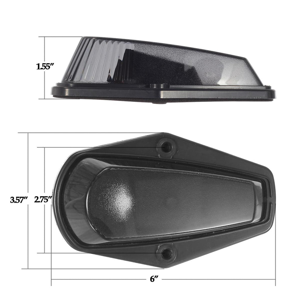 Partsam 5X Cab Marker Lights Roof Running Lamps Black Lens Covers + 5050 Amber 194 168 T10 LED Bulbs Compatible with Ford F150 F250 F350 1973-1997 F Series Super Duty Pickup Trucks