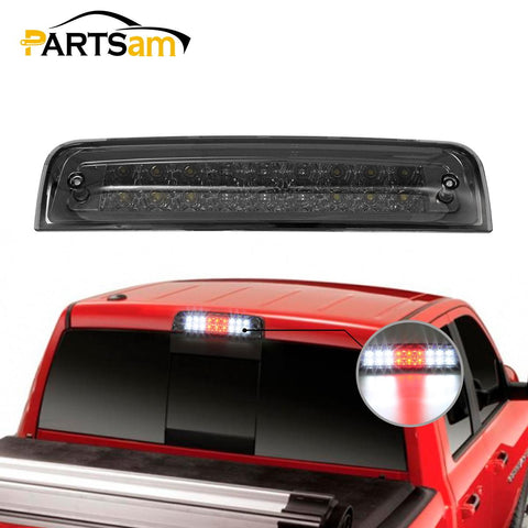 Image of Partsam High Mount Stop Light Third 3RD Brake Light Replacement for Dodge Ram 1500 2500 3500 2009-2017 LED Rear Cab Roof Center Mount Tail Brake Light Cargo Lamp(Smoke Lens Chrome Housing)
