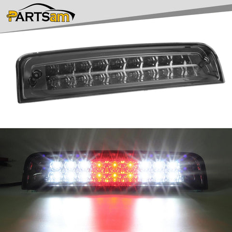 Image of Partsam High Mount Stop Light Third 3RD Brake Light Replacement for Dodge Ram 1500 2500 3500 2009-2017 LED Rear Cab Roof Center Mount Tail Brake Light Cargo Lamp(Smoke Lens Chrome Housing)