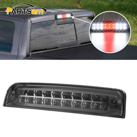 Image of Partsam High Mount Stop Light Third 3RD Brake Light Replacement for Dodge Ram 1500 2500 3500 2009-2017 LED Rear Cab Roof Center Mount Tail Brake Light Cargo Lamp(Smoke Lens Chrome Housing)