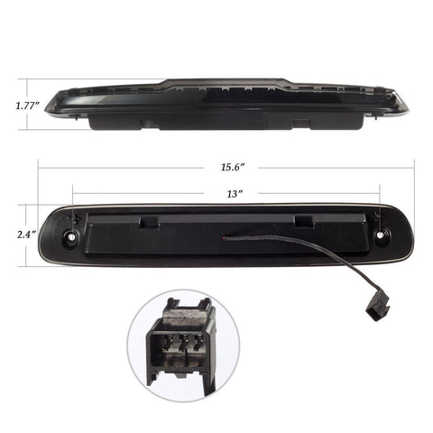 Image of Partsam High Mount Stop Light Led Third 3rd Brake Light Replacement for Silverado and Sierra 1500 2500 HD 3500 HD 2007 to 2013 Rear Cab Roof Brake Tail Light Cargo Lamp Smoke Lens Black Housing