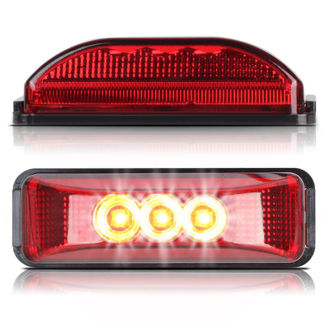 Image of Partsam 10Pcs 3.9" Thin line Trailer Led Side Marker and Clearance Lights 3LED with Reflectors Submersible Sealed 12V Surface Mount for Truck Trailer Boats, Rectangular LED trailer light (5Amber+5Red)