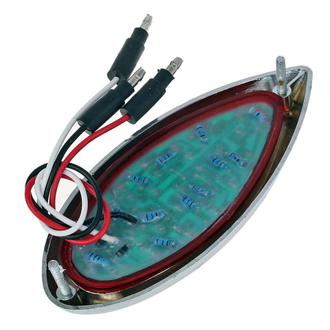 Image of Partsam 2Pcs Red 35 LED Chrome Tear Drop Tail Lights Truck Trailer Hot Rod Stop Turn Brake Tail Lights Sealed w/High Low Brightness, Red Teardrop Tail Lights