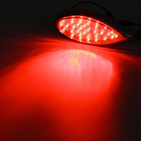 Image of Partsam 2Pcs Red 35 LED Chrome Tear Drop Tail Lights Truck Trailer Hot Rod Stop Turn Brake Tail Lights Sealed w/High Low Brightness, Red Teardrop Tail Lights