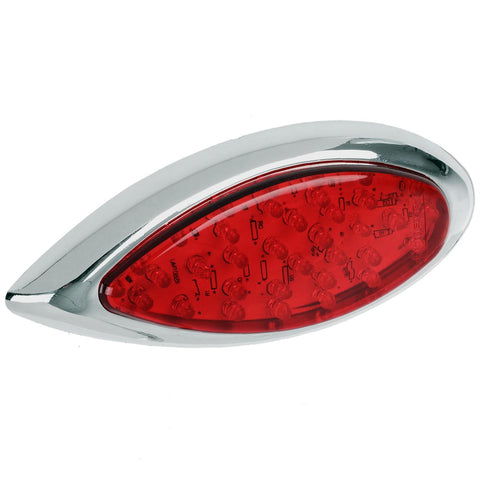 Image of Partsam 2Pcs Red 35 LED Chrome Tear Drop Tail Lights Truck Trailer Hot Rod Stop Turn Brake Tail Lights Sealed w/High Low Brightness, Red Teardrop Tail Lights